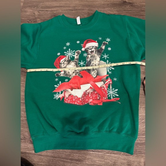 Green Christmas Cat Sweatshirt - Picture 4 of 4
